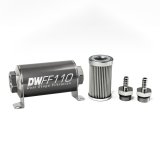 DeatschWerks Stainless Steel 5/16in 10 Micron Universal Inline Fuel Filter Housing Kit (110mm) thumbnail 1