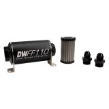 DeatschWerks Stainless Steel 8AN 10 Micron Universal Inline Fuel Filter Housing Kit (110mm) thumbnail 1
