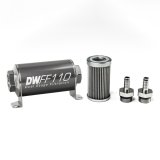 DeatschWerks Stainless Steel 3/8in 40 Micron Universal Inline Fuel Filter Housing Kit (110mm) thumbnail 1