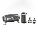 DeatschWerks Stainless Steel 5/16in 40 Micron Universal Inline Fuel Filter Housing Kit (110mm) thumbnail 1