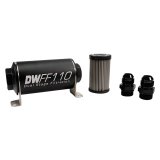 DeatschWerks Stainless Steel 10AN 100 Micron Universal Inline Fuel Filter Housing Kit (110mm) thumbnail 1