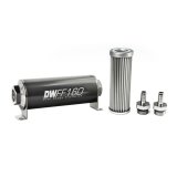 DeatschWerks Stainless Steel 3/8in 5 Micron Universal Inline Fuel Filter Housing Kit (160mm) thumbnail 1