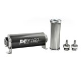 DeatschWerks Stainless Steel 5/16in 5 Micron Universal Inline Fuel Filter Housing Kit (160mm) thumbnail 1