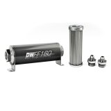 DeatschWerks Stainless Steel 6AN 5 Micron Universal Inline Fuel Filter Housing Kit (160mm) thumbnail 1