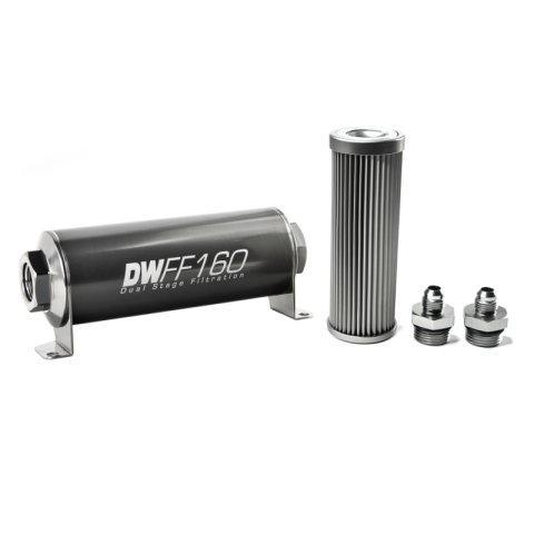 DeatschWerks Stainless Steel 6AN 10 Micron Universal Inline Fuel Filter Housing Kit (160mm) thumbnail 3