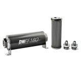 DeatschWerks Stainless Steel 6AN 40 Micron Universal Inline Fuel Filter Housing Kit (160mm) thumbnail 1