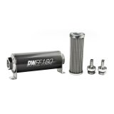DeatschWerks Stainless Steel 3/8in 100 Micron Universal Inline Fuel Filter Housing Kit (160mm) thumbnail 1