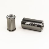 DeatschWerks Stainless Steel 10AN 10 Micron Universal Inline Fuel Filter Housing Kit (110mm) thumbnail 1
