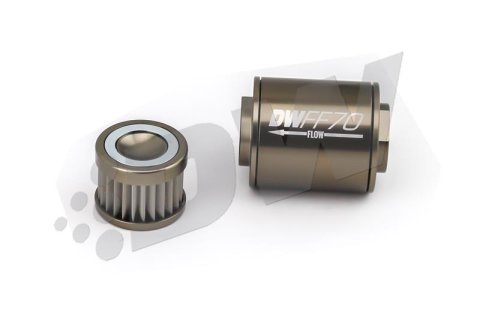 DeatschWerks Stainless Steel 8AN 100 Micron Universal Inline Fuel Filter Housing Kit (70mm) thumbnail 2