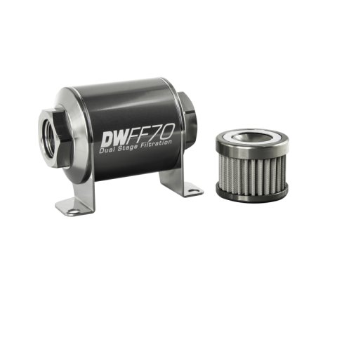 DeatschWerks Stainless Steel 8AN 100 Micron Universal Inline Fuel Filter Housing Kit (70mm) thumbnail 3
