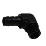 DeatschWerks Metric M12 to 3/8in Hose Barb 90-Degree Fitting w/ Venturi Port - Anodized Matte Black thumbnail 1
