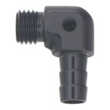 DeatschWerks Metric M12 to 3/8in Hose Barb 90-Degree Fitting w/ Venturi Port - Anodized Matte Black thumbnail 2