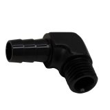 DeatschWerks Metric M12 to 3/8in Hose Barb 90-Degree Fitting w/ Venturi Port - Anodized Matte Black thumbnail 3