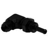 DeatschWerks 8AN Male Flare to 5/16in Male Barb Bulkhead Adapter 90-Degree - Anodized Matte Black thumbnail 1