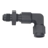 DeatschWerks 6AN Female Flare Swivel to 6AN Male Flare 90-Degree Bulkhead - Anodized Matte Black thumbnail 2