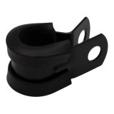 DeatschWerks Rubber Cushioned P-Clamp for 6AN Hose - 9.5mm Clamp Id - Anodized Matte Black thumbnail 1