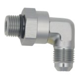 DeatschWerks 6AN ORB Male Swivel to 90-Degree 6AN Male Flare - Anodized DW Titanium thumbnail 1