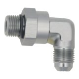 DeatschWerks 6AN ORB Male Swivel to 90-Degree 6AN Male Flare - Anodized DW Titanium thumbnail 2