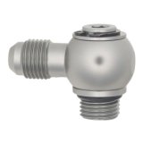 DeatschWerks 6AN ORB Male to 6AN Male Flare Low Profile 90-Degree Swivel - Anodized DW Titanium thumbnail 1