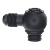 DeatschWerks 6AN ORB Male to 6AN Male Flare Low Profile 90-Degree Swivel - Anodized Matte Black thumbnail 1