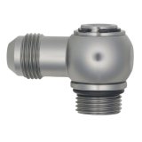 DeatschWerks 8AN ORB Male to 8AN Male Flare Low Profile 90-Degree Swivel - Anodized DW Titanium thumbnail 2