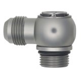 DeatschWerks 10AN ORB Male to 10AN Male Flare Low Profile 90-Degree Swivel - Anodized DW Titanium thumbnail 1