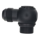 DeatschWerks 10AN ORB Male to 10AN Male Flare Low Profile 90-Degree Swivel - Anodized Matte Black thumbnail 1