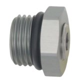 DeatschWerks 6AN ORB Male Plug Fitting with 1/8in NPT Gauge Port - Anodized DW Titanium thumbnail 1