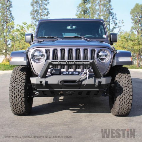 Westin 18-19 Jeep Wrangler JL WJ2 Stubby Front Bumper - Textured Black thumbnail 1