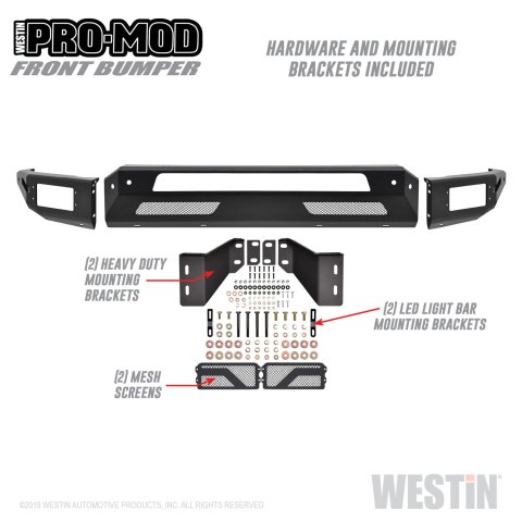 Westin 2010-2019 Dodge Ram 2500/3500 ( Old Body Style ) Pro-Mod Front Bumper - Textured Black thumbnail 2
