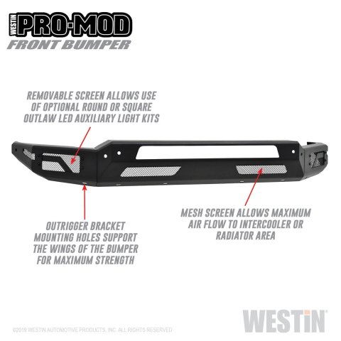 Westin 2010-2019 Dodge Ram 2500/3500 ( Old Body Style ) Pro-Mod Front Bumper - Textured Black thumbnail 3
