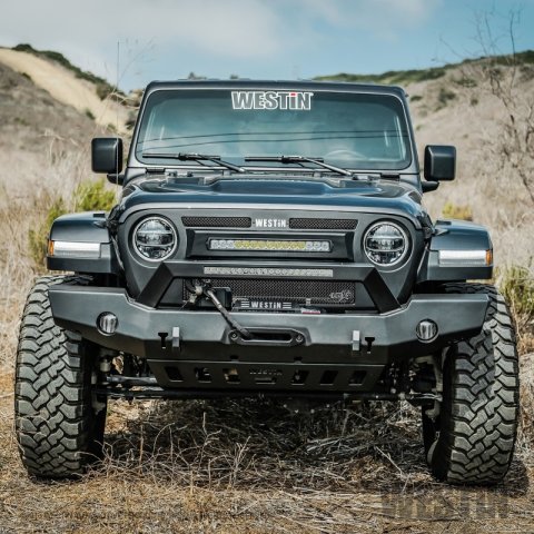 Westin 18-20 Jeep Wrangler WJ2 Full Width Front Bumper w/LED Light Bar Mount Textured Black thumbnail 9