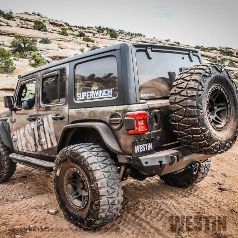 Westin 18-19 Jeep Wrangler JL WJ2 Rear Bumper w/ Sensors (Excl. Wrangler JK) - Textured Black thumbnail 1