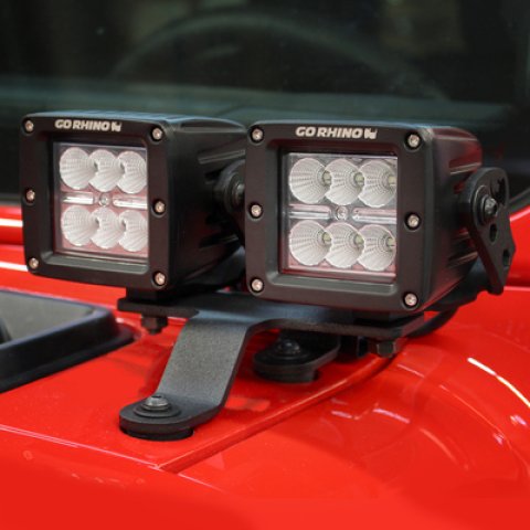 Go Rhino 18-20 Jeep Wrangler JL/JLU/Gladiator JT Light Mount - Two 3in Cubes thumbnail 8