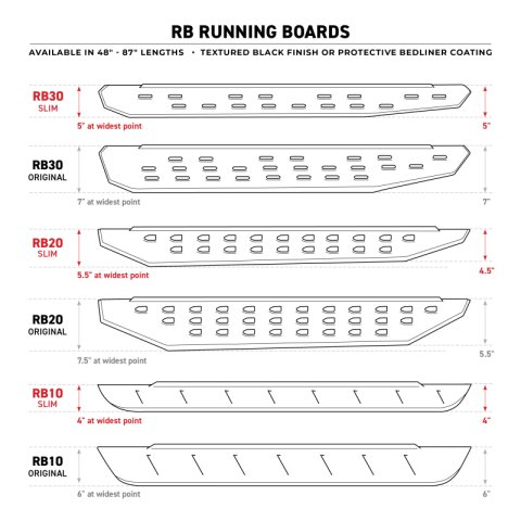 Go Rhino RB20 Slim Running Boards - Universal 68in. - Tex. Blk thumbnail 1