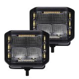 Go Rhino Xplor Blackout Combo Series Cube Sideline LED Flood Lights w/Amber 4x3 - Blk (Pair) thumbnail 1