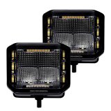 Go Rhino Xplor Blackout Combo Series Cube Sideline LED Flood Lights w/Amber 4x3 - Blk (Pair) thumbnail 2