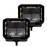 Go Rhino Xplor Blackout Combo Series Cube Sideline LED Flood Lights w/Amber 4x3 - Blk (Pair) thumbnail 3