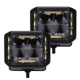 Go Rhino Xplor Blackout Combo Series Cube Sideline LED Spot Lights w/ Amber 4x3 - Blk (Pair) thumbnail 1