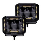 Go Rhino Xplor Blackout Combo Series Cube Sideline LED Spot Lights w/ Amber 4x3 - Blk (Pair) thumbnail 2