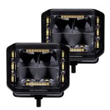 Go Rhino Xplor Blackout Combo Series Cube Sideline LED Spot Lights w/ Amber 4x3 - Blk (Pair) thumbnail 3