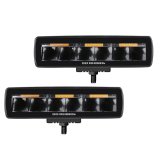 Go Rhino Xplor Blackout Combo Series Sixline LED Spot Lights w/Amber (Surface Mount) - Blk (Pair) thumbnail 3