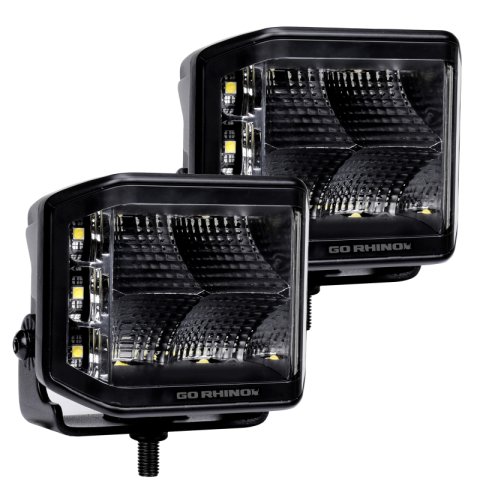 Go Rhino Xplor Blackout Series Cube LED Sideline Flood Light Kit (Surface Mount) 4x3 - Blk (Pair) thumbnail 1