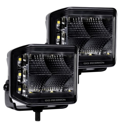 Go Rhino Xplor Blackout Series Cube LED Sideline Flood Light Kit (Surface Mount) 4x3 - Blk (Pair) thumbnail 3