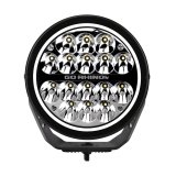 Go Rhino Xplor Blackout Series Round LED Driving Light w/DRL (Surface/Threaded Stud Mnt) 7in. - Blk thumbnail 1