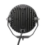 Go Rhino Xplor Blackout Series Round LED Driving Light w/DRL (Surface/Threaded Stud Mnt) 7in. - Blk thumbnail 7
