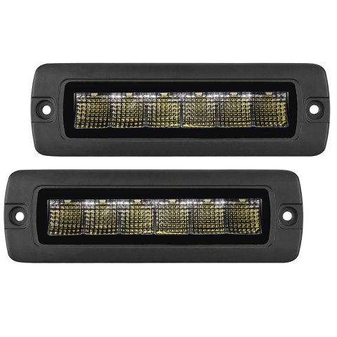 Go Rhino Xplor Blackout Series Sixline LED Flood Light Kit (Flush Mount) - Blk (Pair) thumbnail 1
