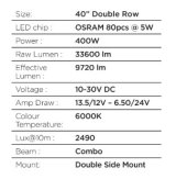 Go Rhino Xplor Blackout Series Dbl Row LED Light Bar (Side/Track Mount) 40in. - Blk thumbnail 4