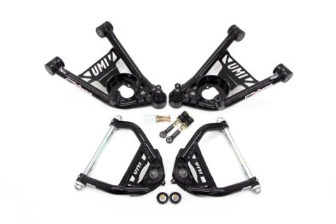 UMI Performance 64-72 GM A-Body Tubular Upper & Lower Front A-Arm Kit - Black thumbnail 1
