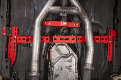 UMI Performance 78-88 GM G-Body Modular Adjustable Transmission Crossmember - Red thumbnail 6
